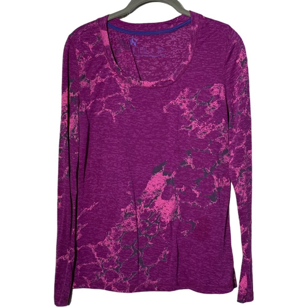 Nollie Women's Long Sleeve Crewneck Top - Magenta & Pink Marble Sz‎ Large